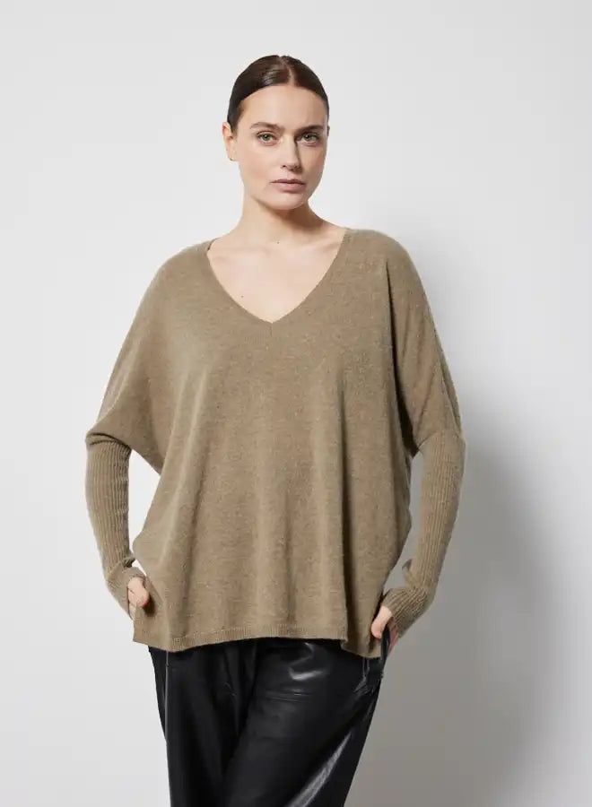 Pull poncho Notshy Faustine Camel Chiné