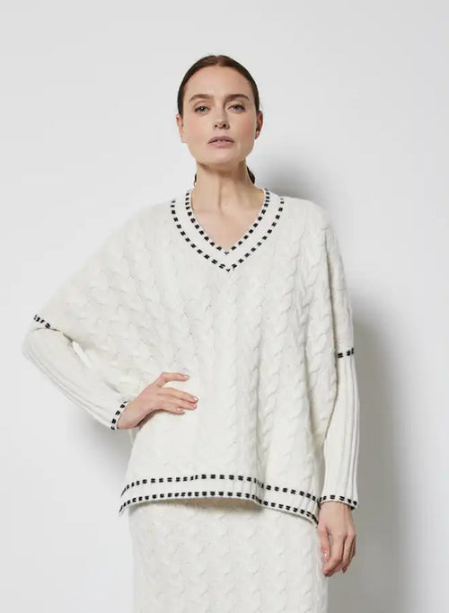 Pull poncho Notshy Anushka Ecru/Noir
