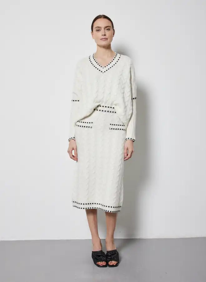 Pull poncho Notshy Anushka Ecru/Noir
