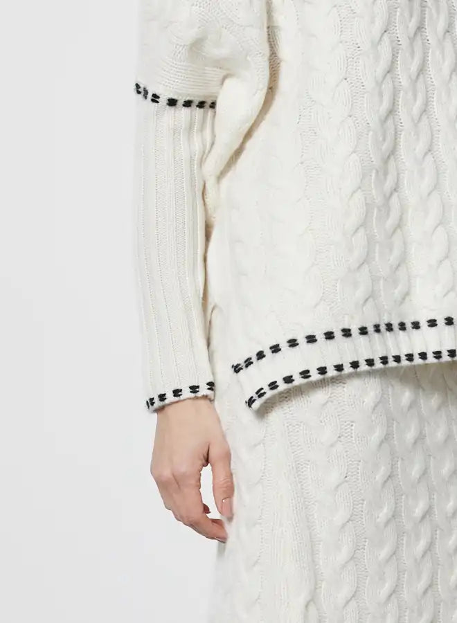 Pull poncho Notshy Anushka Ecru/Noir