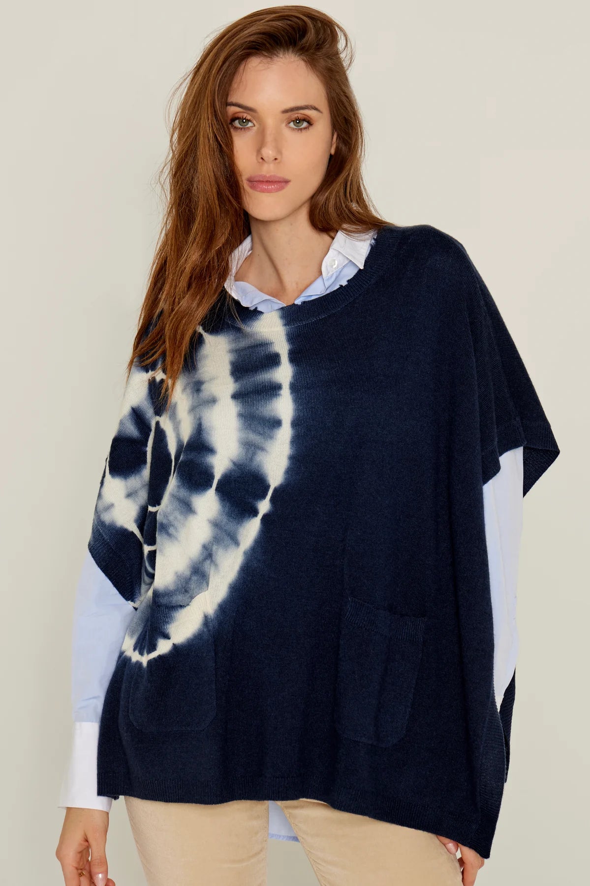 Pull Poncho Five Tie and Dye Navy