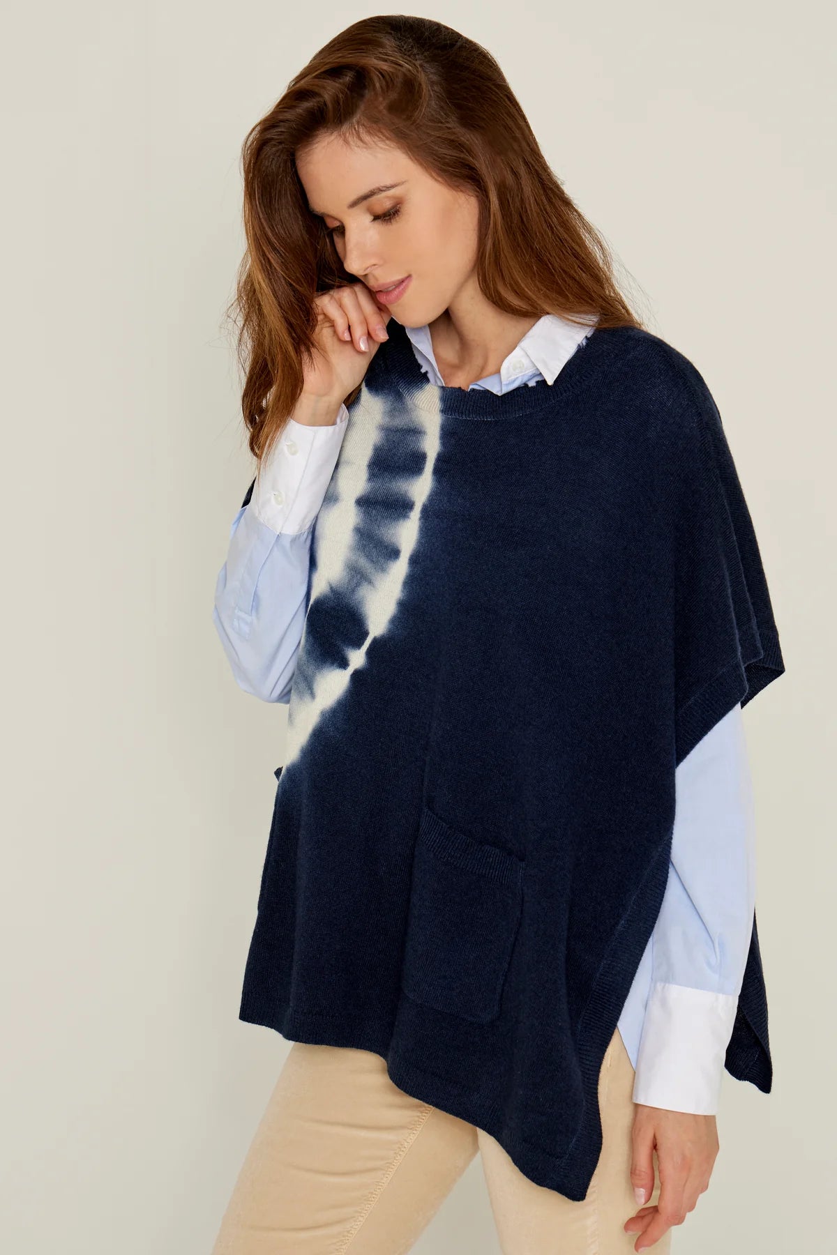 Pull Poncho Five Tie and Dye Navy