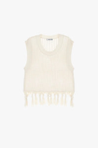 Pull sans manches Please en mailles Ecru