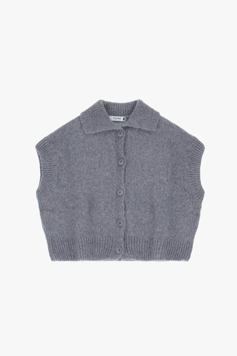 Pull boutonné Please Grigio Melange