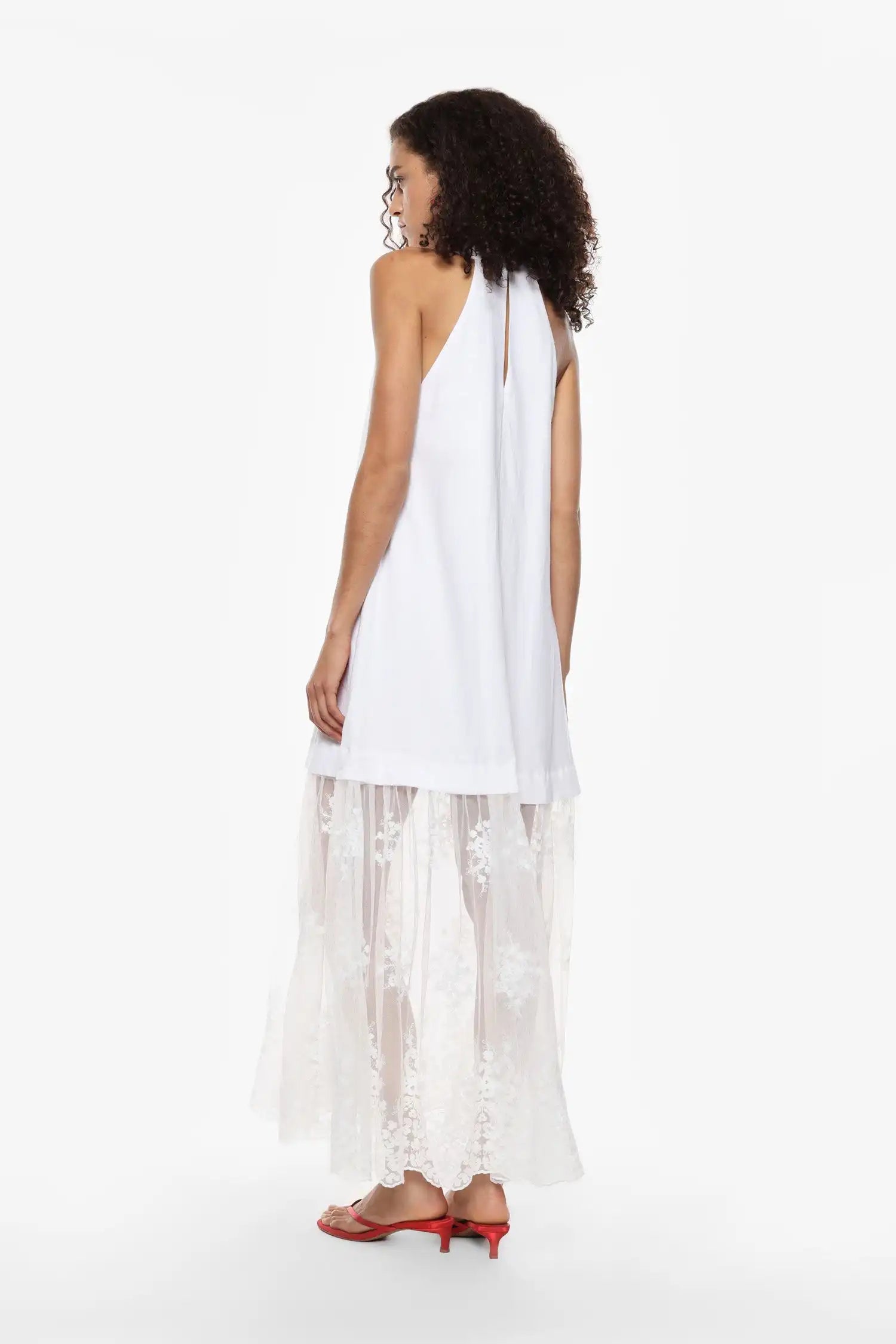 Robe longue Imperial avec dentelle Panna