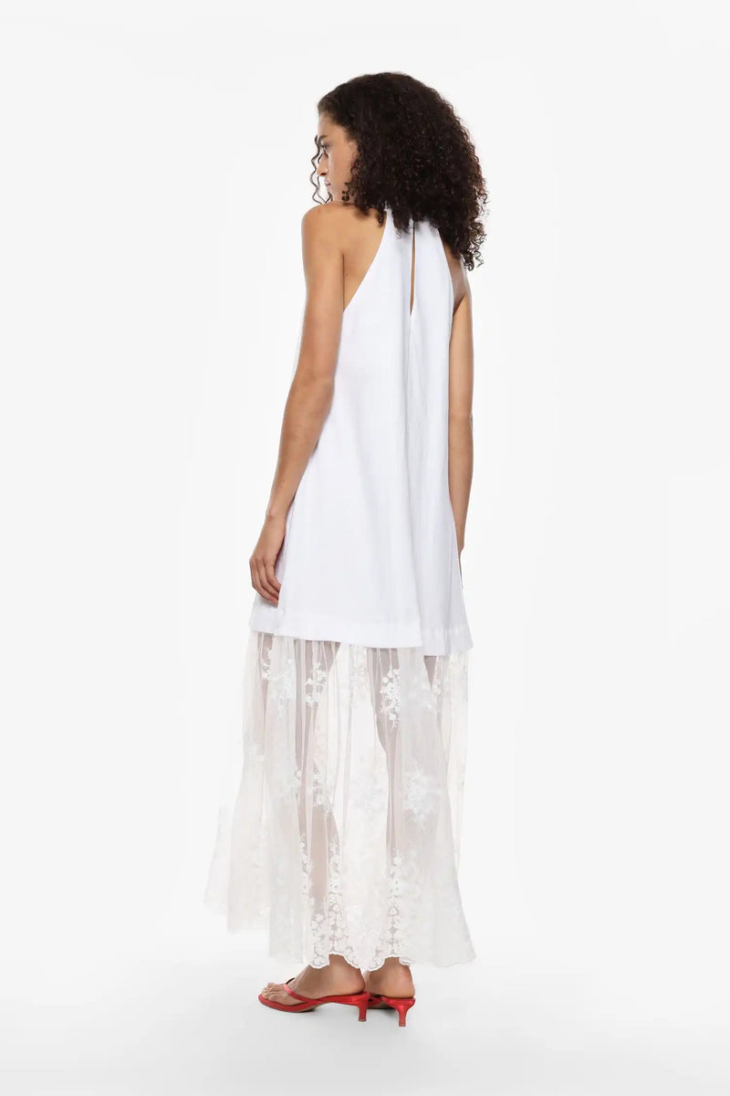 Robe longue Imperial avec dentelle Panna