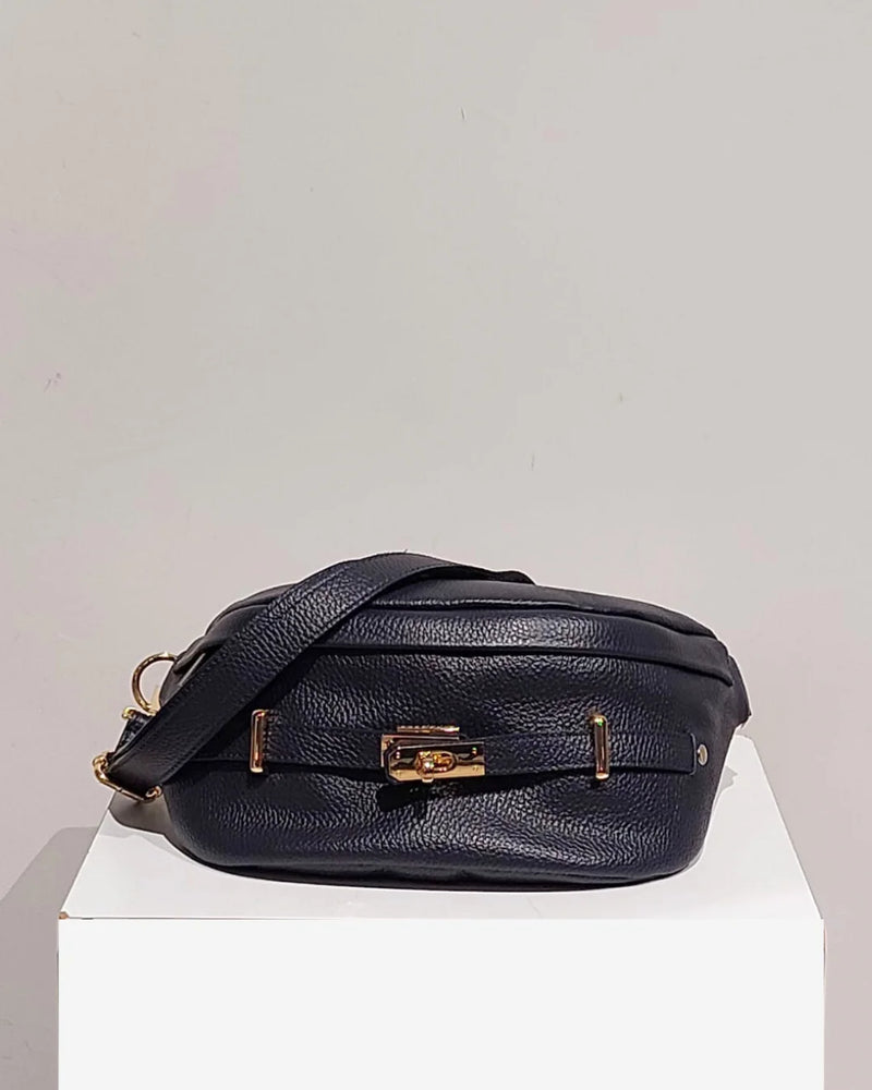 Sac Banane en cuir Bleu Marine