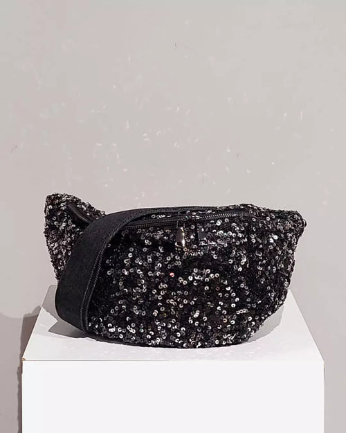 Sac Banane à sequins Noir/Argent