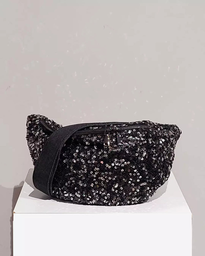 Sac Banane à sequins Noir/Argent