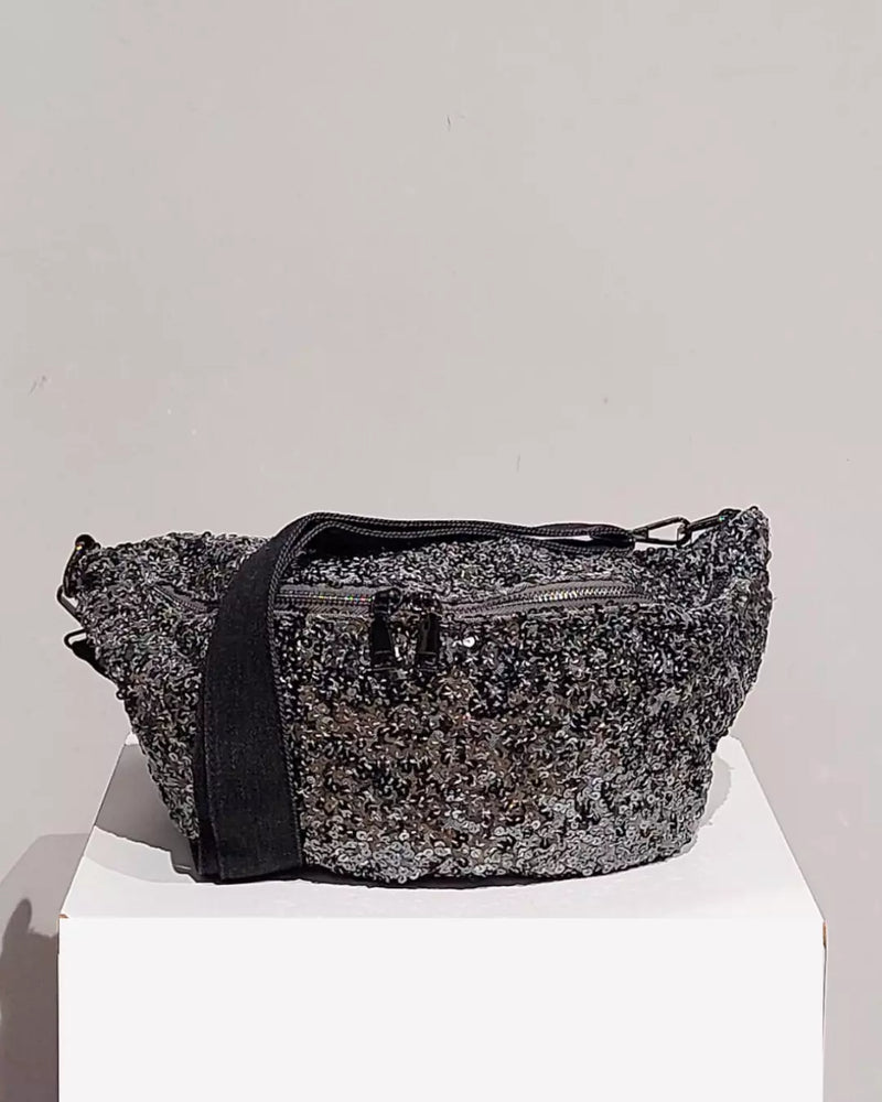 Sac Banane à sequins Argent