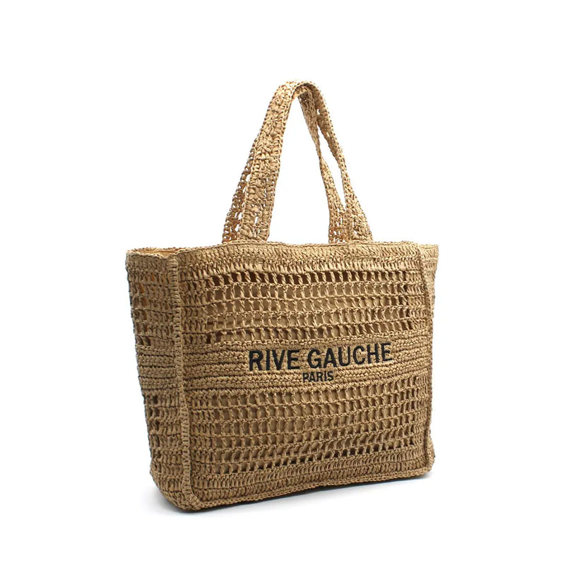 Sac cabas en raphia "Rive Gauche Paris"