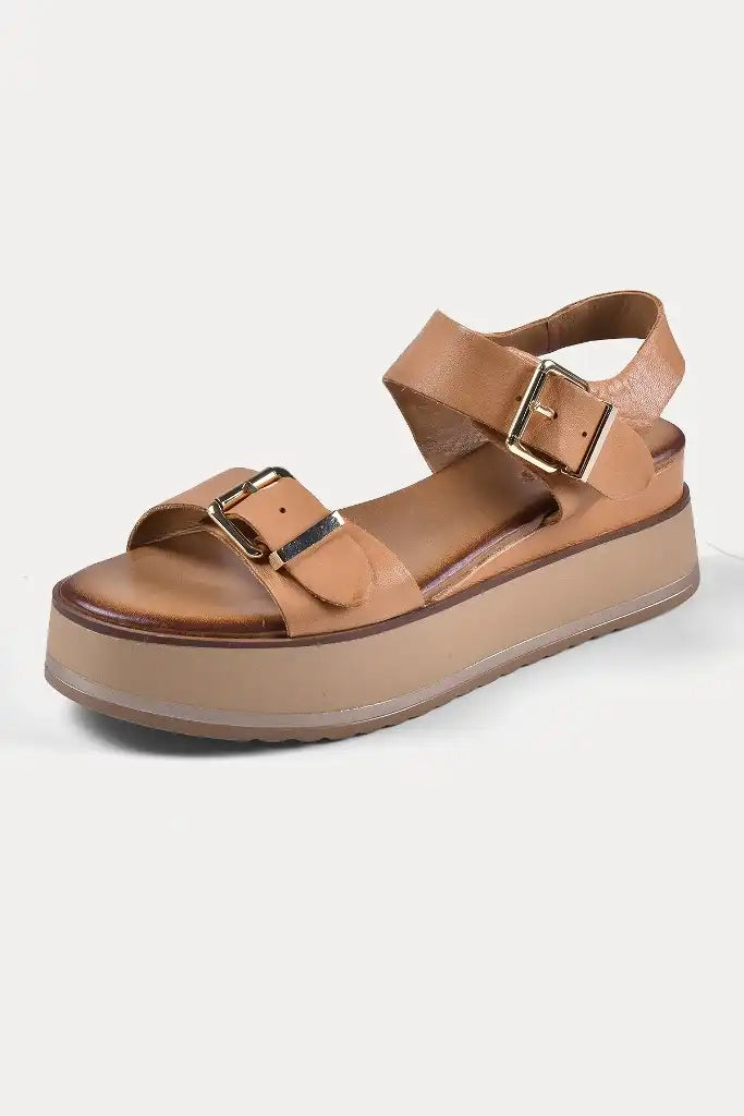 Sandales compens es INUOVO 983009 Coconut Camel Livraison GRATUITE