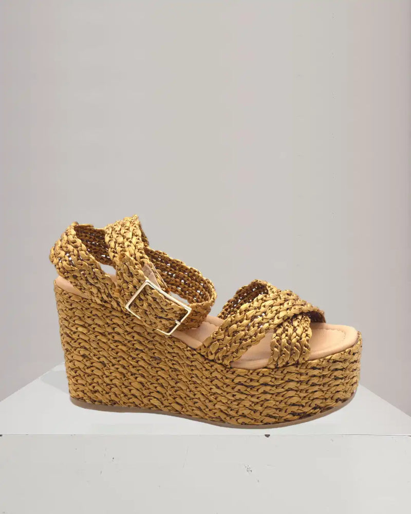 Sandales Compensées Sandale Talon Raphia Sandales SEMERDJIAN SMR