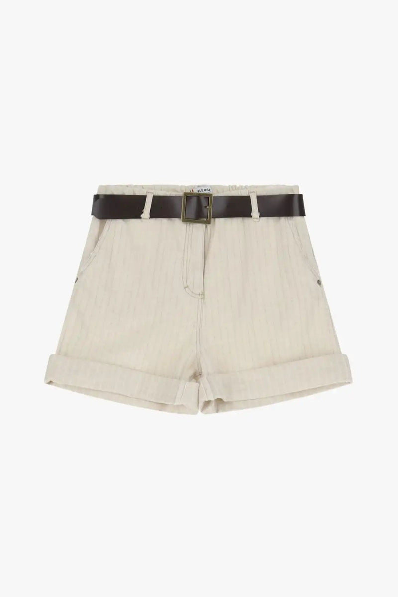 Short Please à rayures Beige