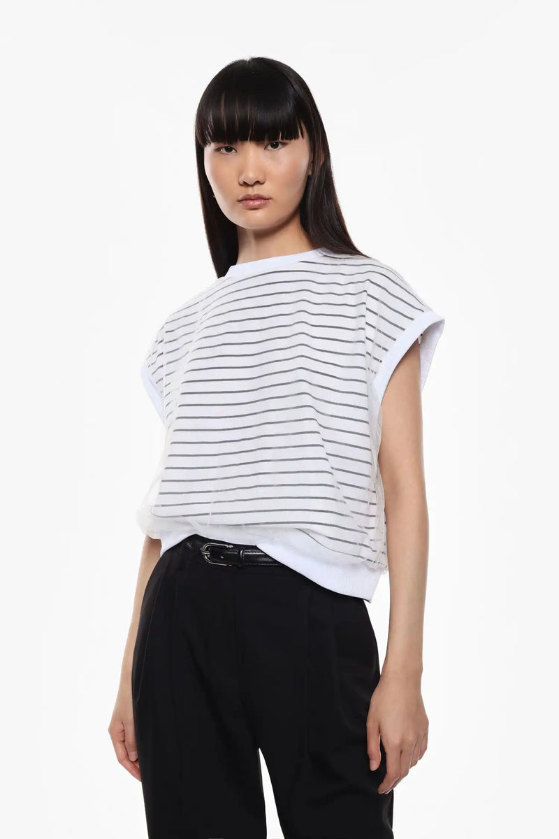 Sweat Imperial manches courtes Bianco/Nero