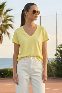 T-shirt Col V Dixie Giallo