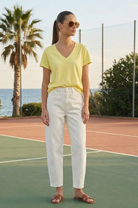 T-shirt Col V Dixie Giallo