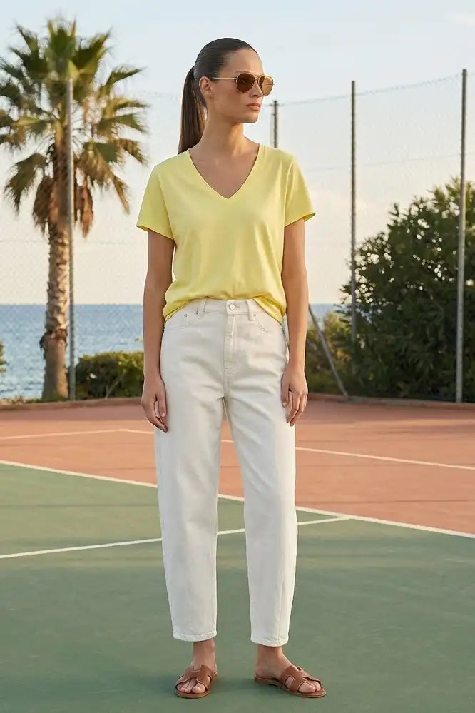 T-shirt Col V Dixie Giallo