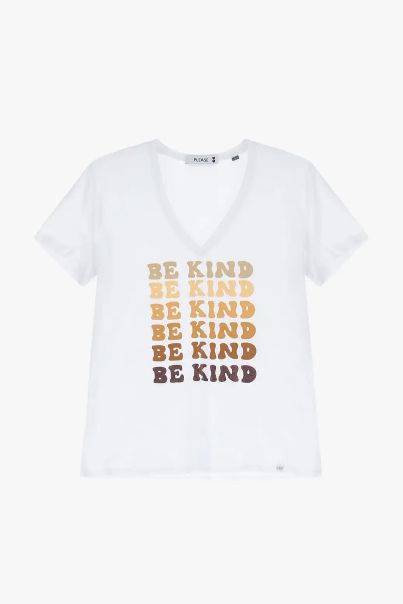 T-shirt Please imprimé "BE KIND" Bianco