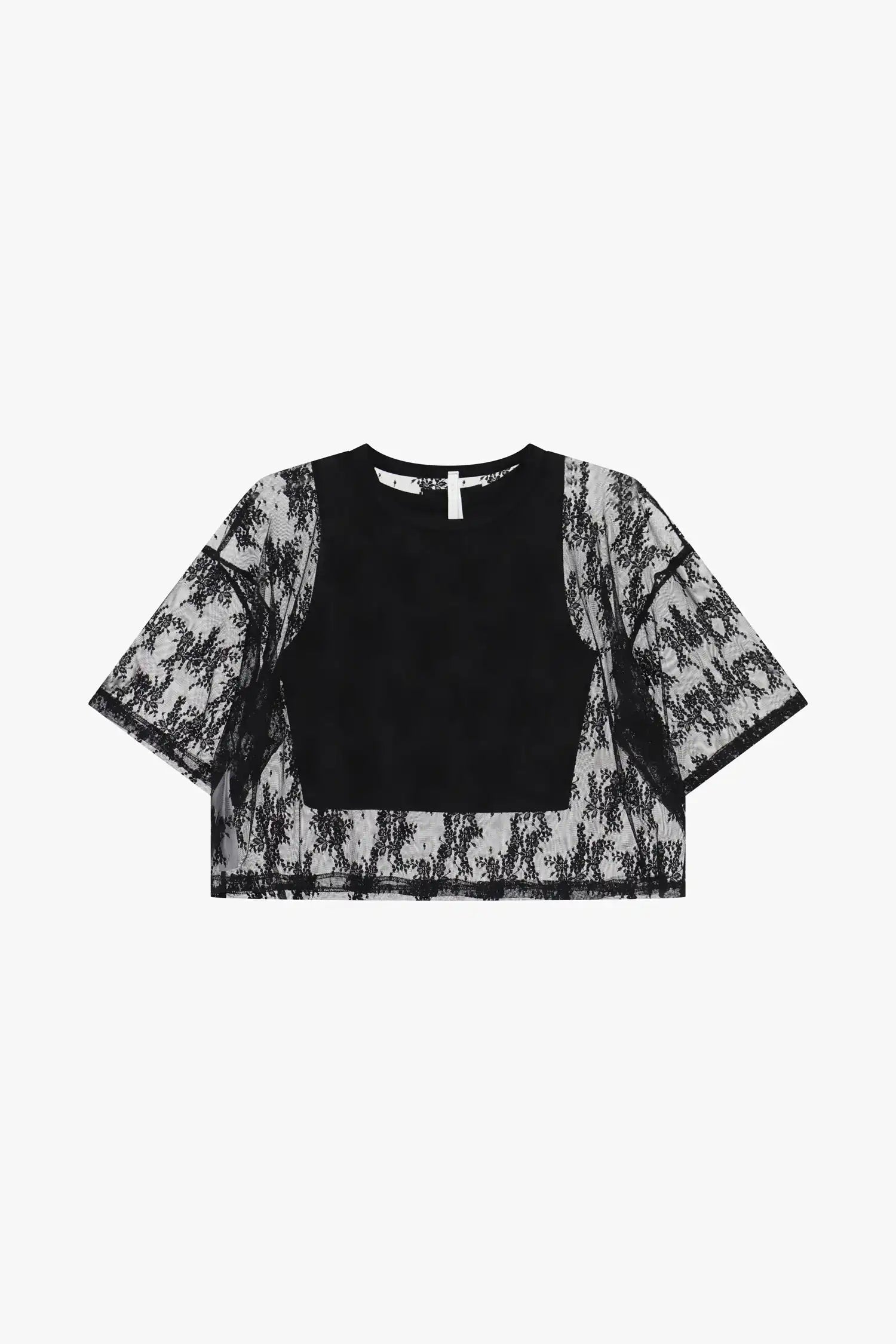 Top Imperial manches courtes en dentelle Nero