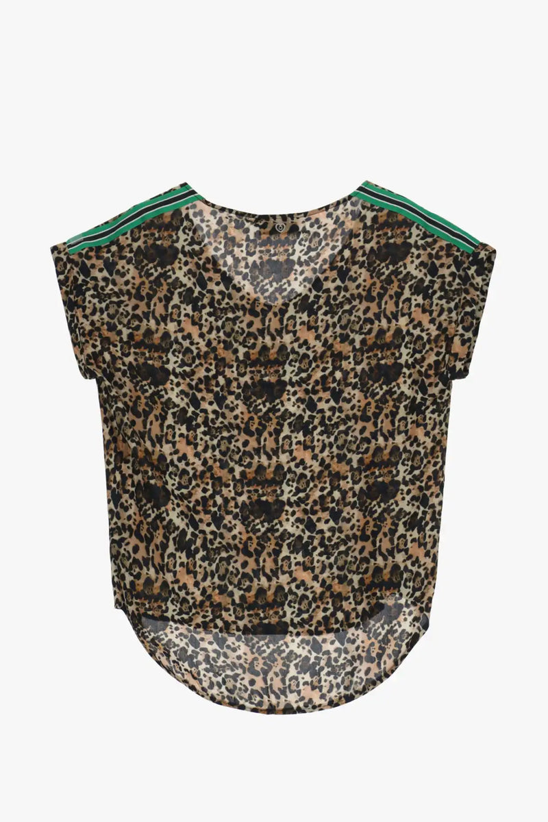 T-shirt Please Imprimé Léopard Beige/Nero