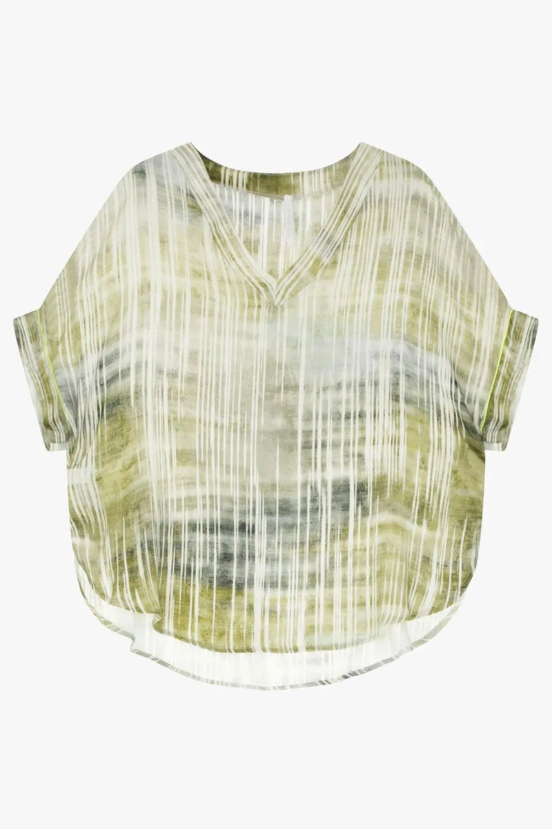 Top Imperial imprimé et bandes jaunes fluo Panna/Verde