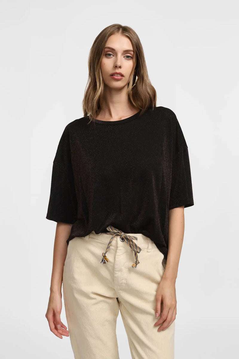 T-shirt oversize Please à paillettes Marrone