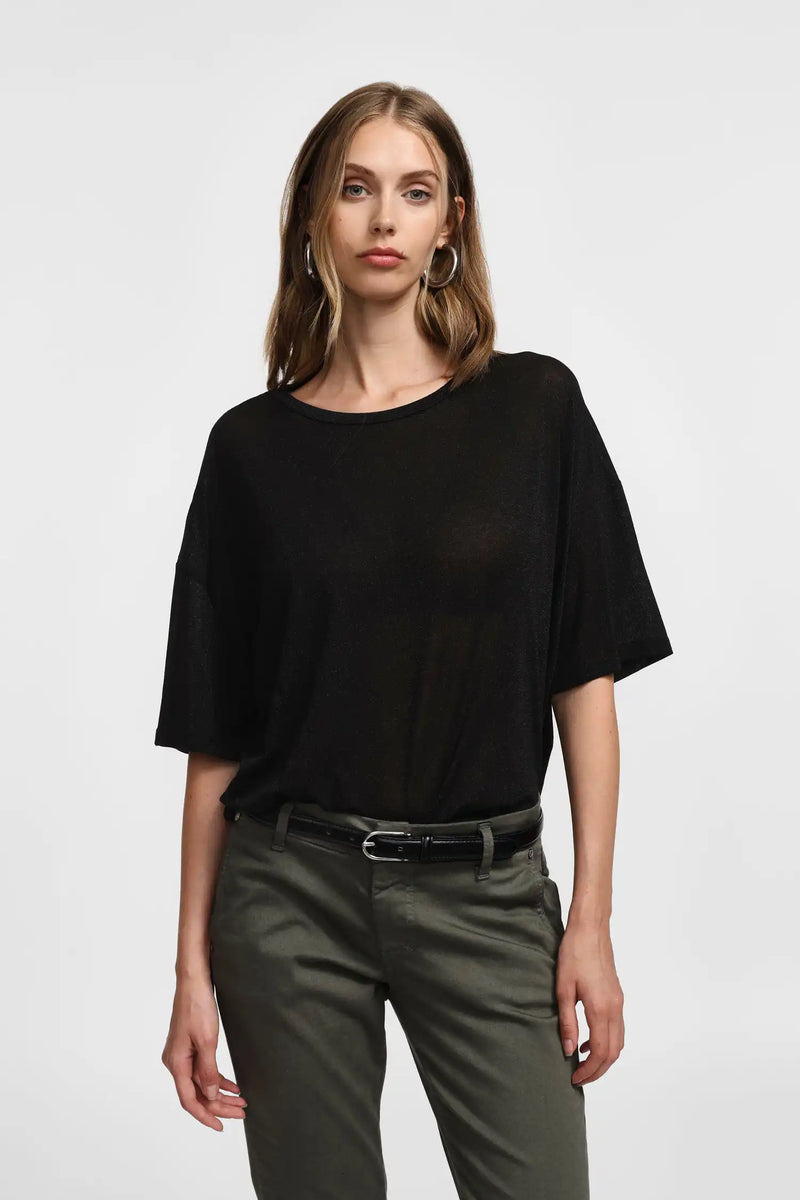 T-shirt oversize Please à paillettes Nero