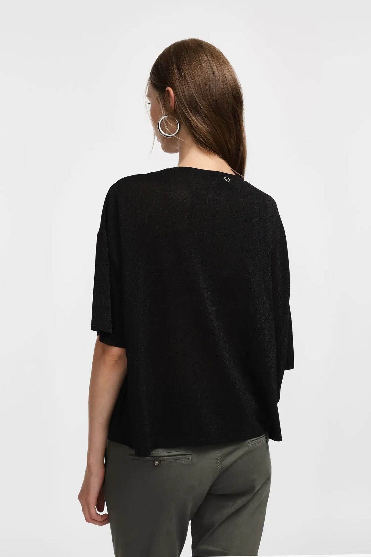 T-shirt oversize Please à paillettes Nero