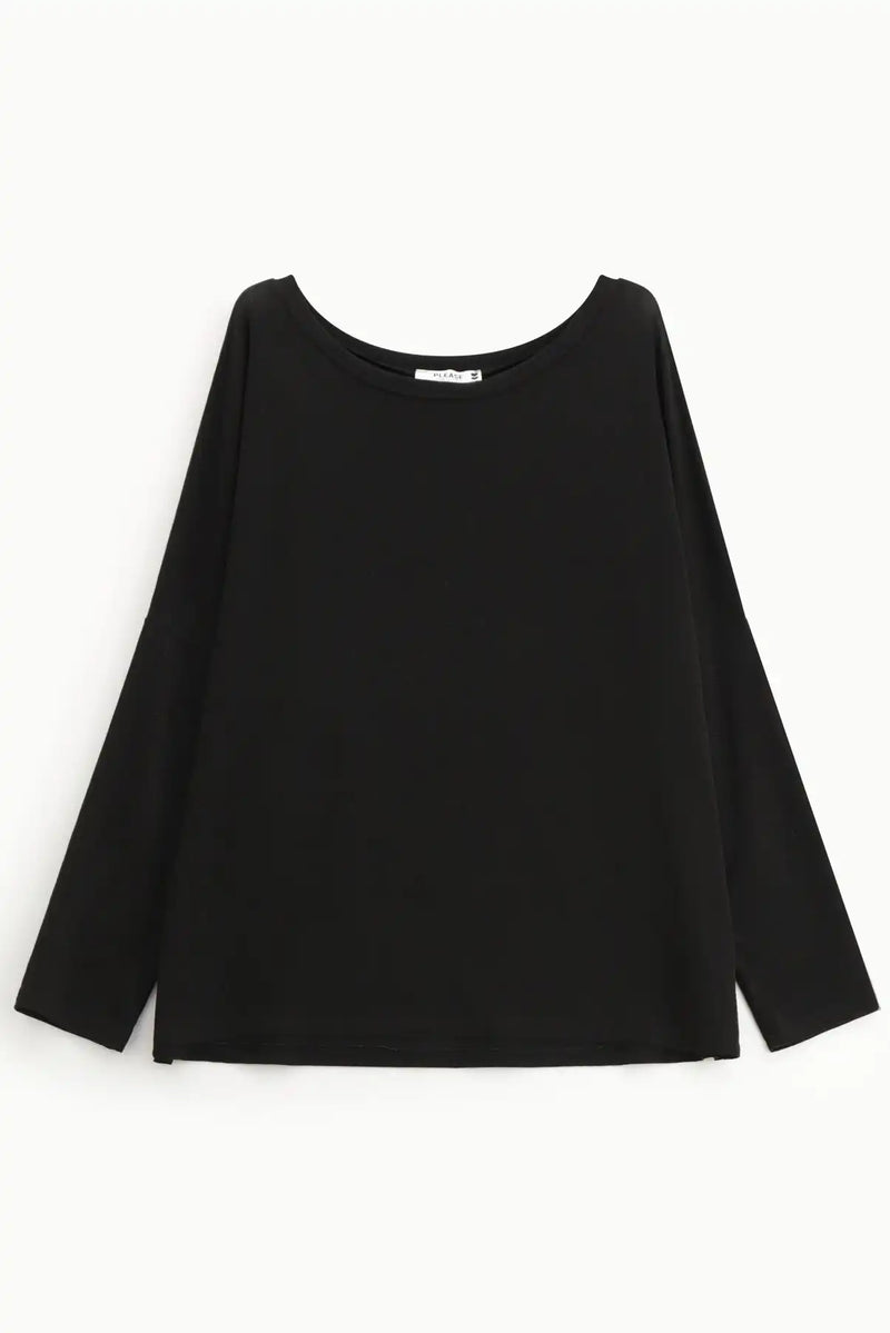 T-shirt à manches longues Please à paillettes Nero