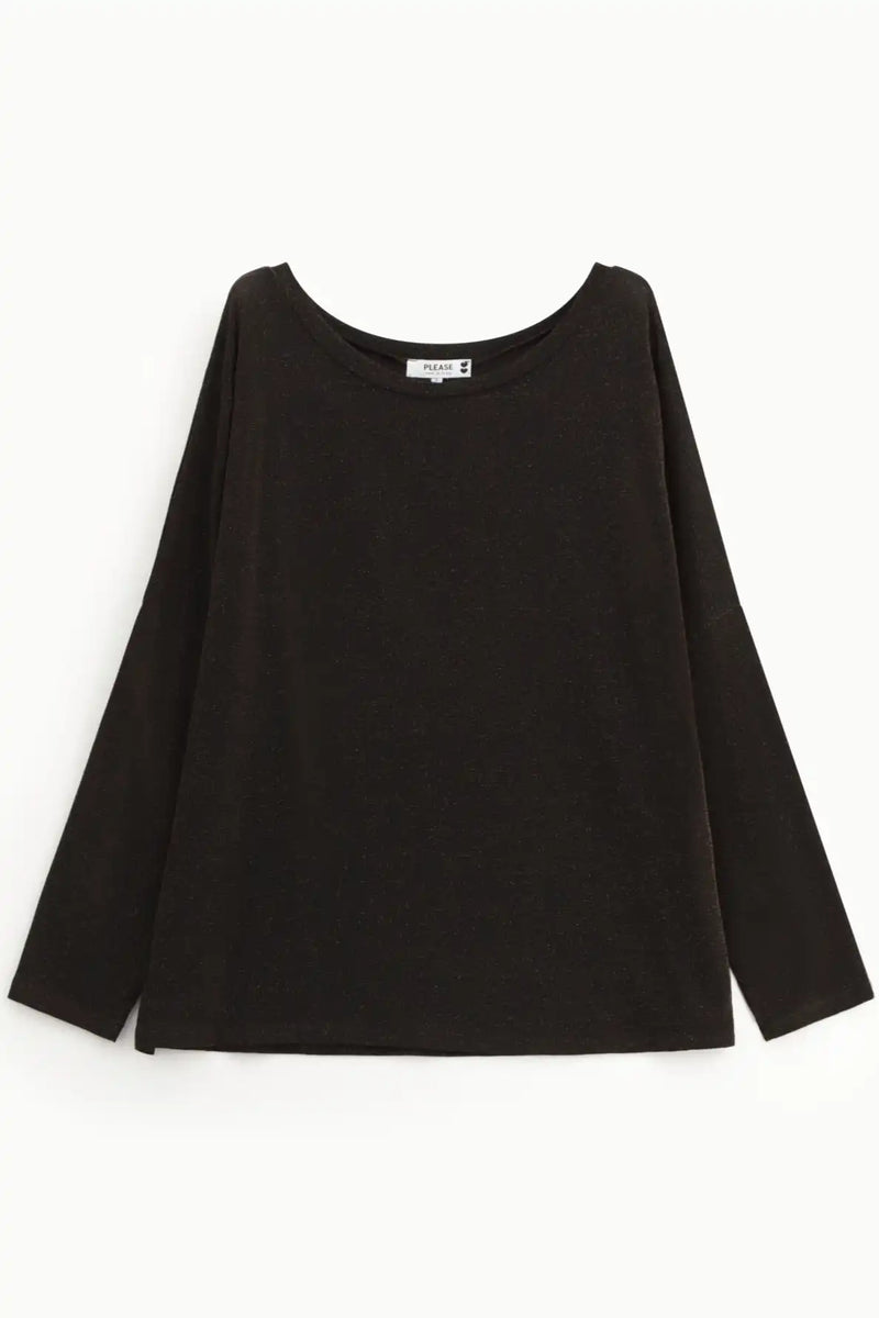 T-shirt à manches longues Please à paillettes Marrone