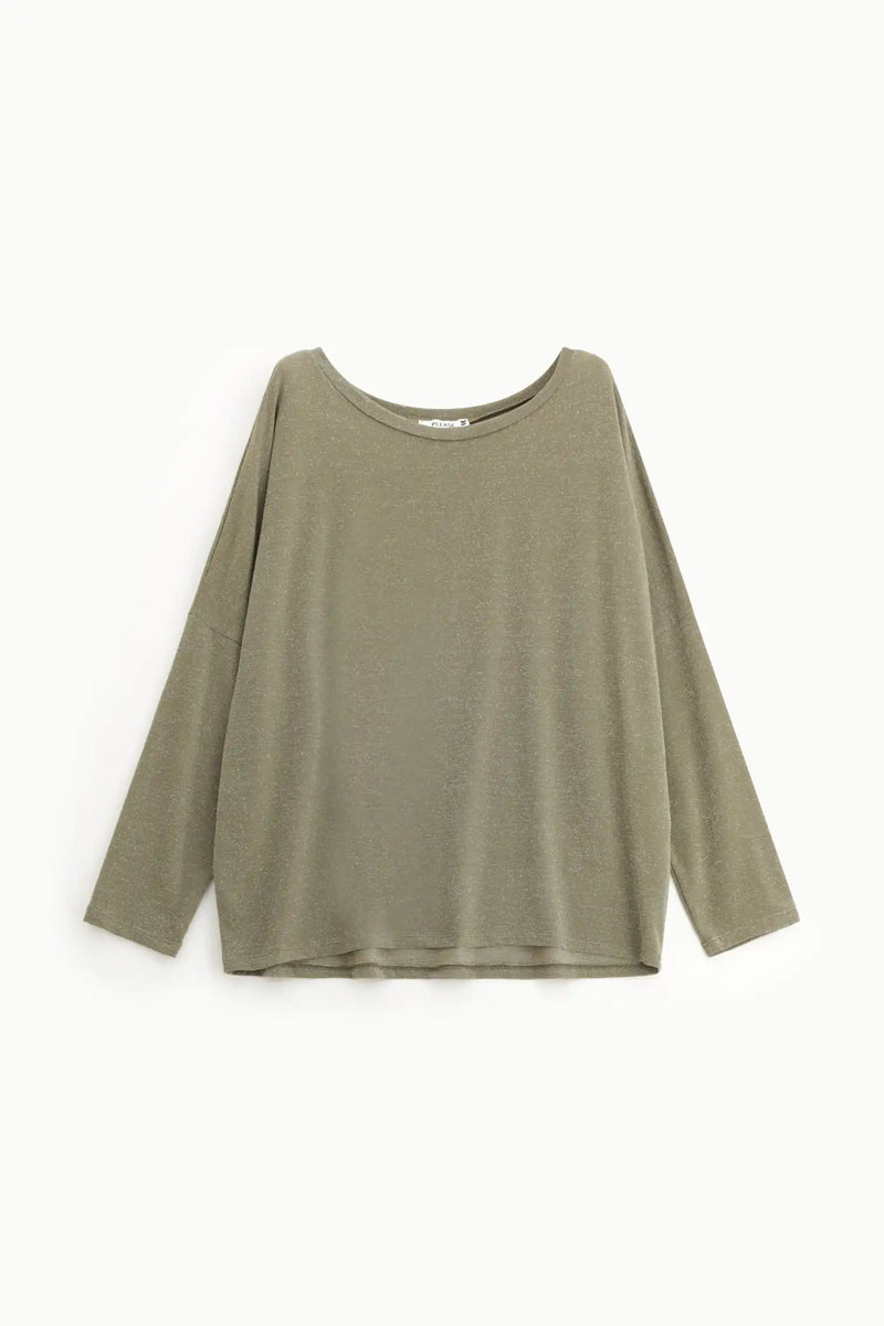 T-shirt à manches longues Please à paillettes Kaki/Oro