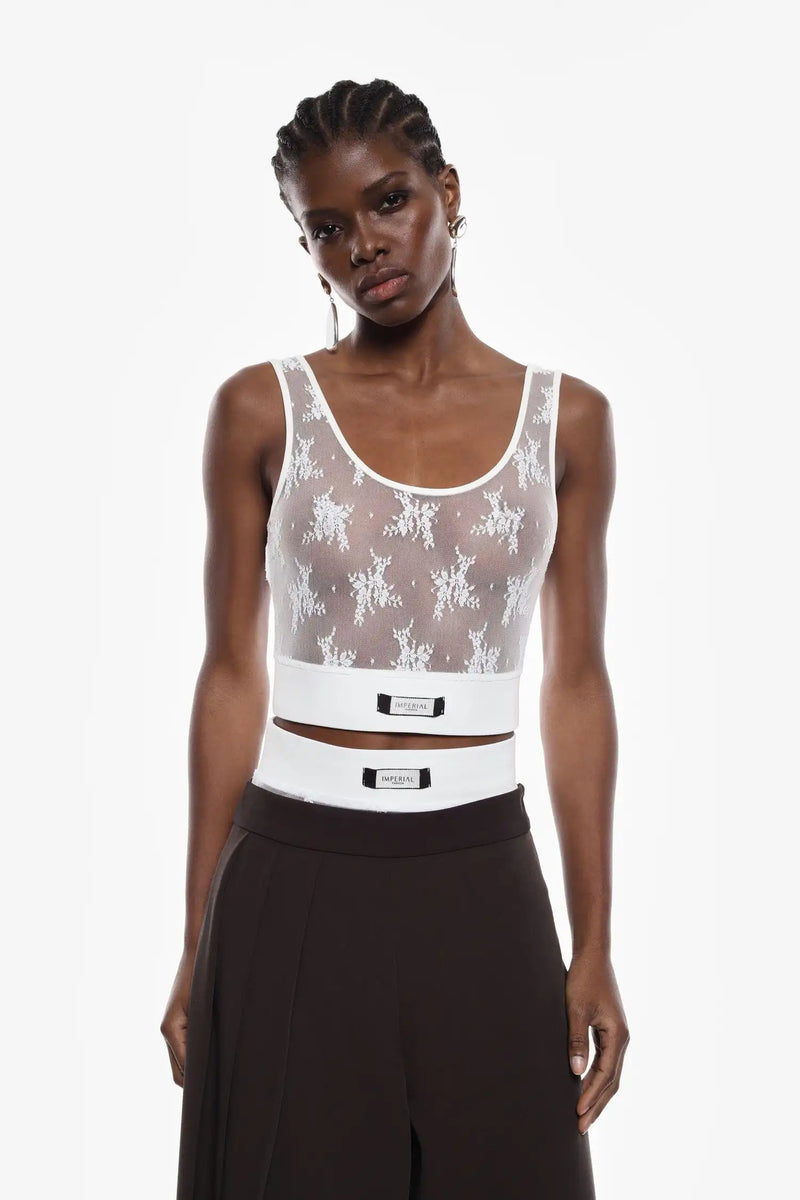 Top Imperial en dentelle Bianco
