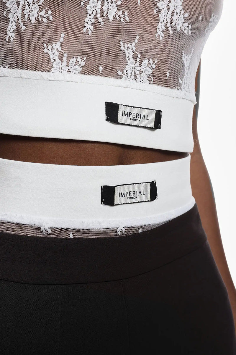 Top Imperial en dentelle Bianco