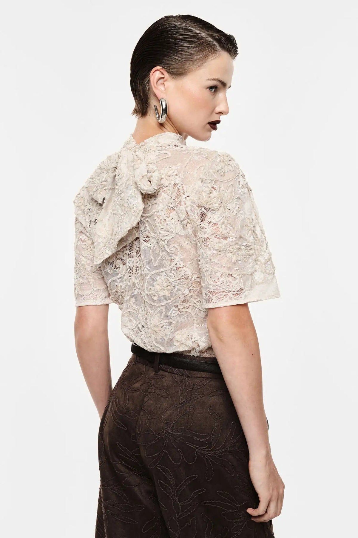 Top Imperial dentelle et broderies Burro