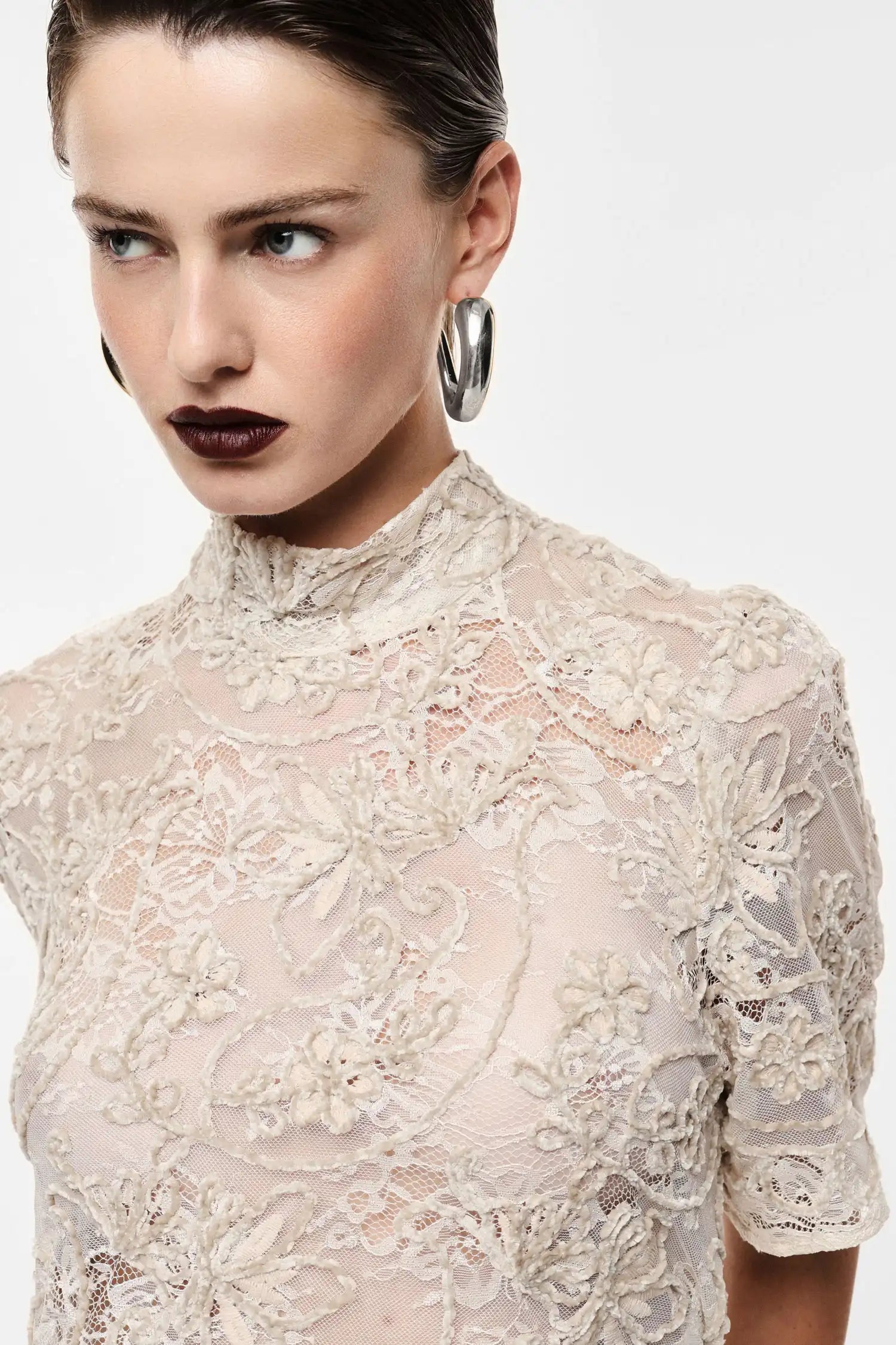 Top Imperial dentelle et broderies Burro