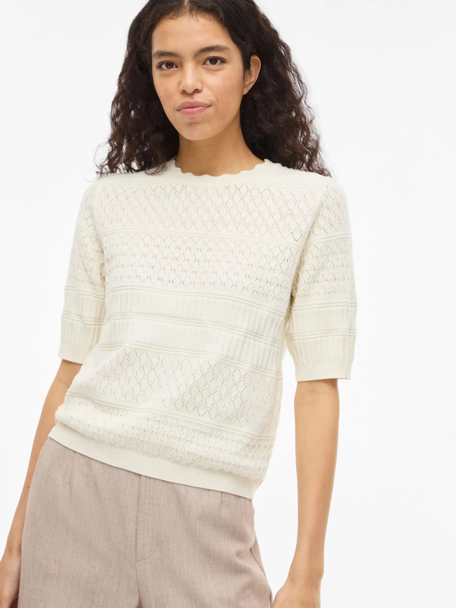 Pull à manches courtes Vila Whisper White