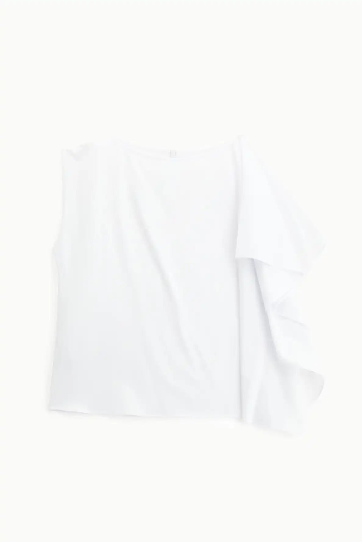 Top Imperial asymétrique à volant Bianco