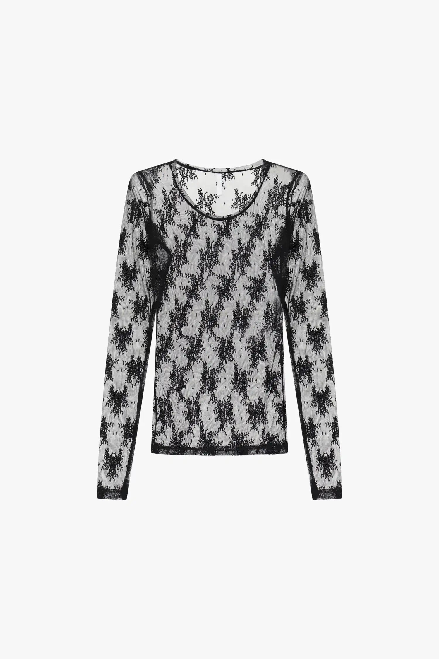Top Imperial manches longues en dentelle Nero
