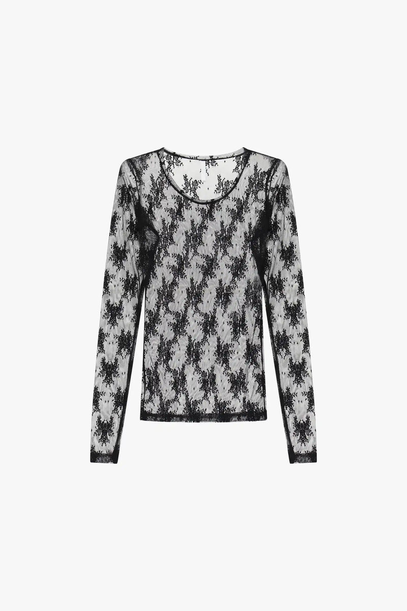 Top Imperial manches longues en dentelle Nero