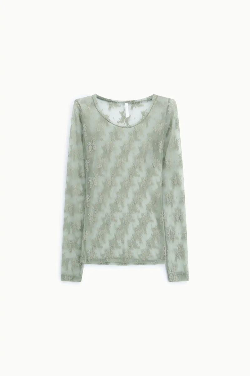 Top Imperial manches longues en dentelle Sea Grass
