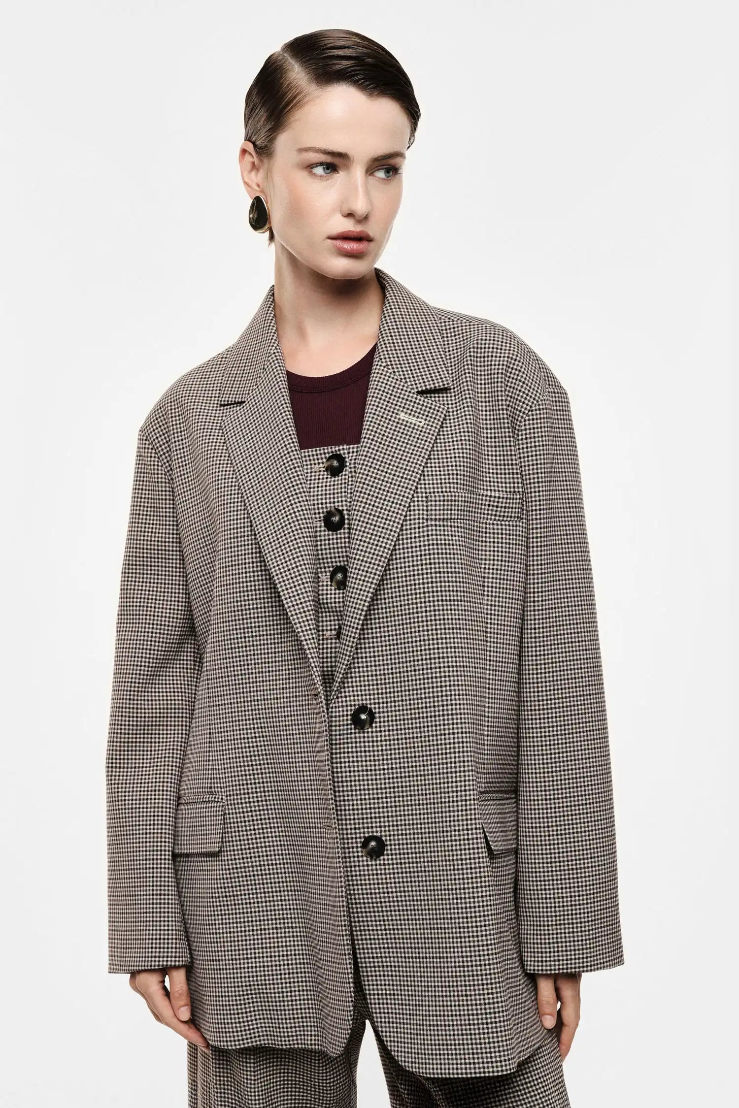 Blazer Oversize Imperial à carreaux Beige/Moro