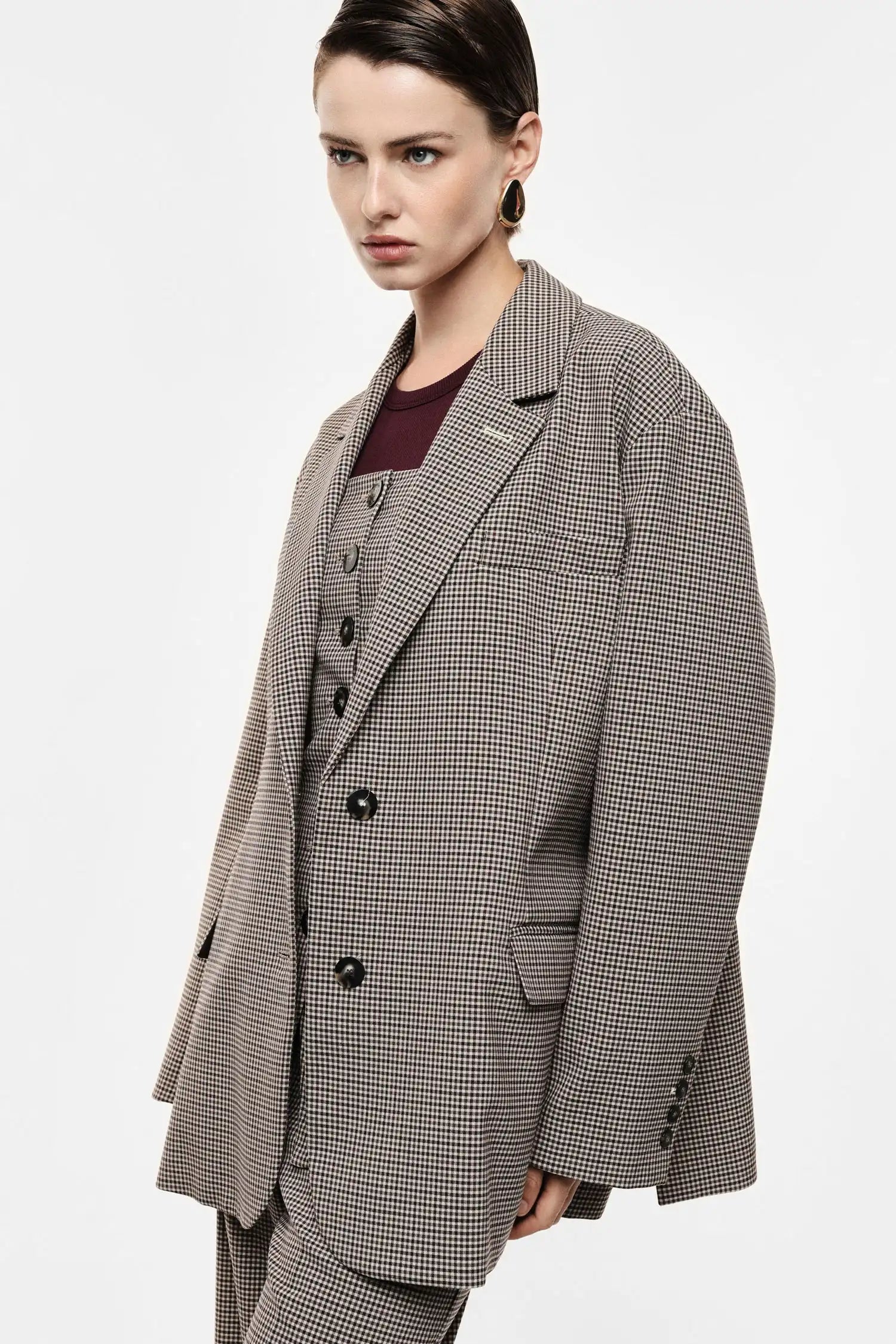 Blazer Oversize Imperial à carreaux Beige/Moro