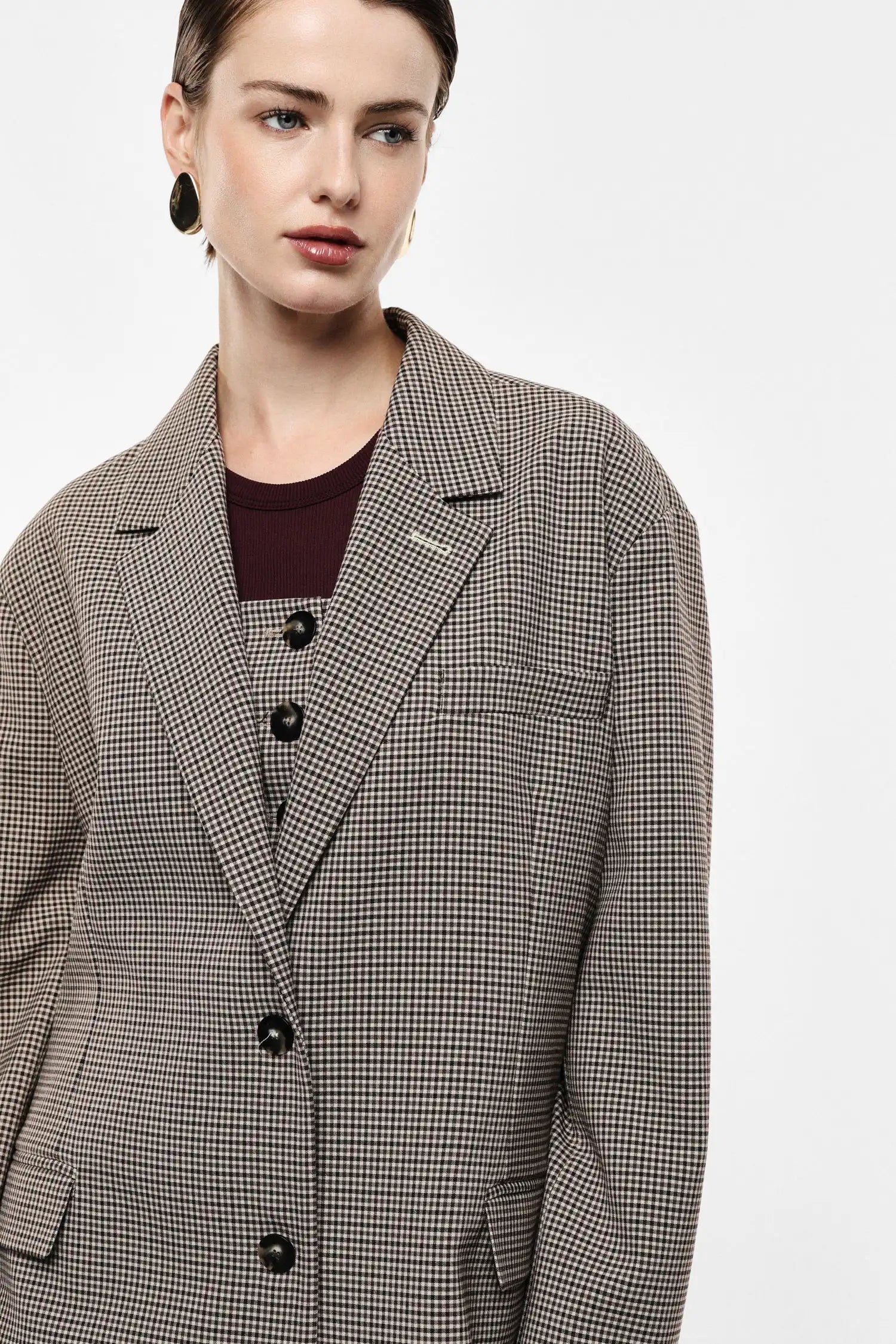 Blazer Oversize Imperial à carreaux Beige/Moro