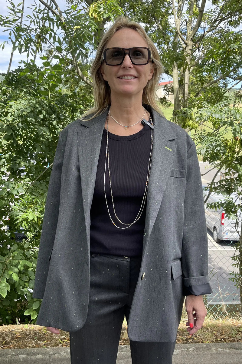 Blazer Oversize Imperial à rayures irisé Grigio