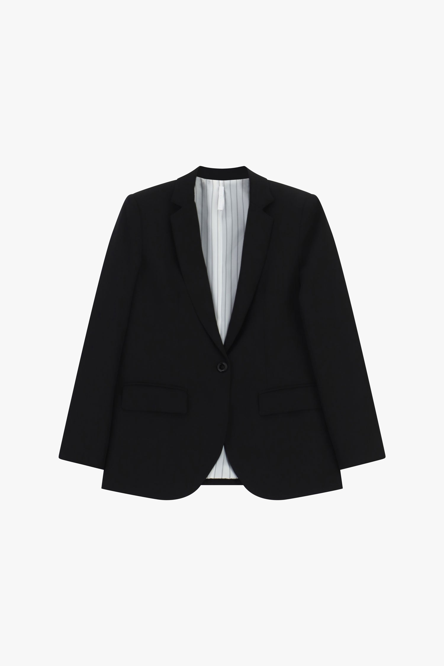 Veste blazer femme Imperial JT86MHX noire, coupe droite, col tailleur, fermeture un bouton et poches à rabat.
