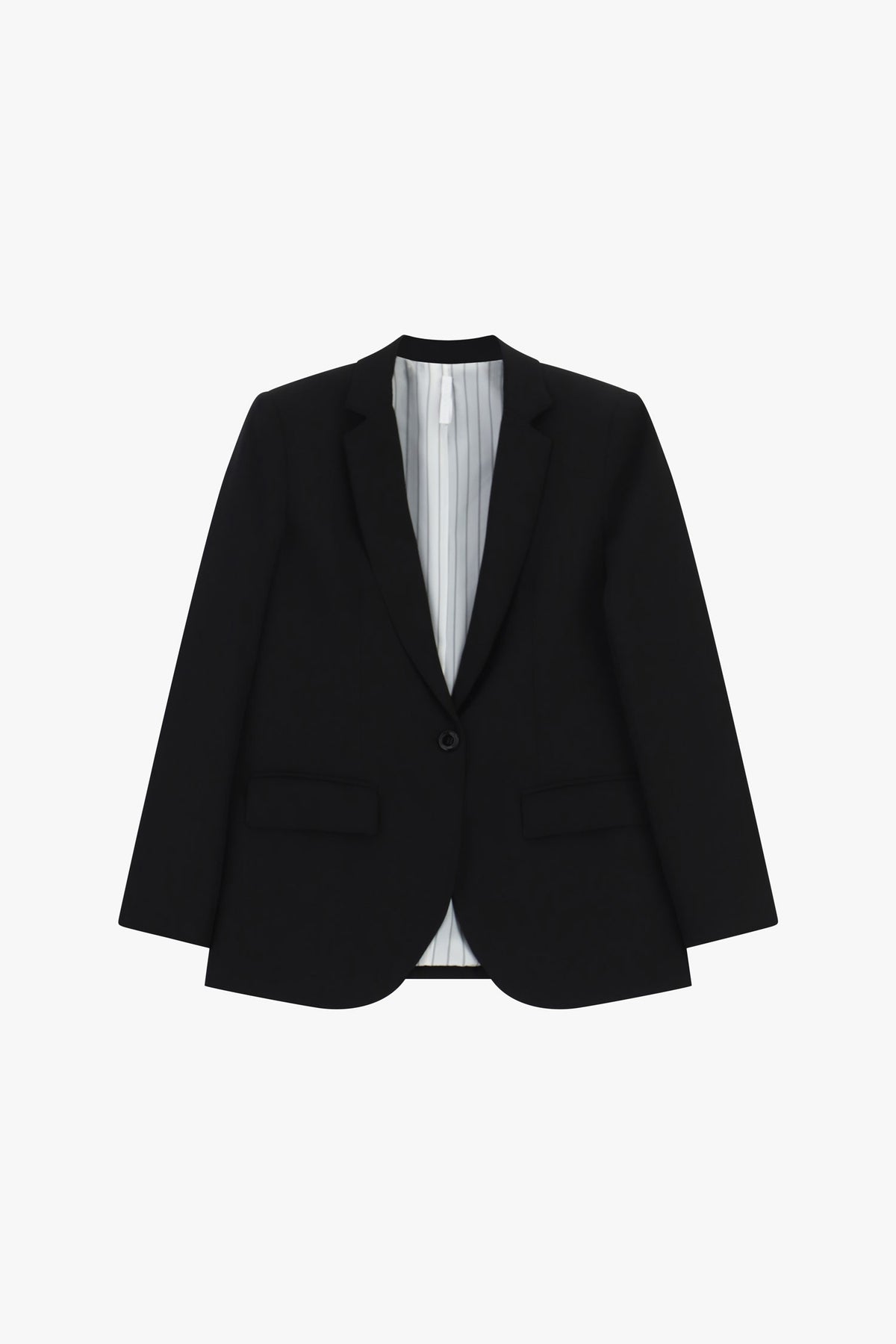 Veste blazer femme Imperial JT86MHX noire, coupe droite, col tailleur, fermeture un bouton et poches à rabat.