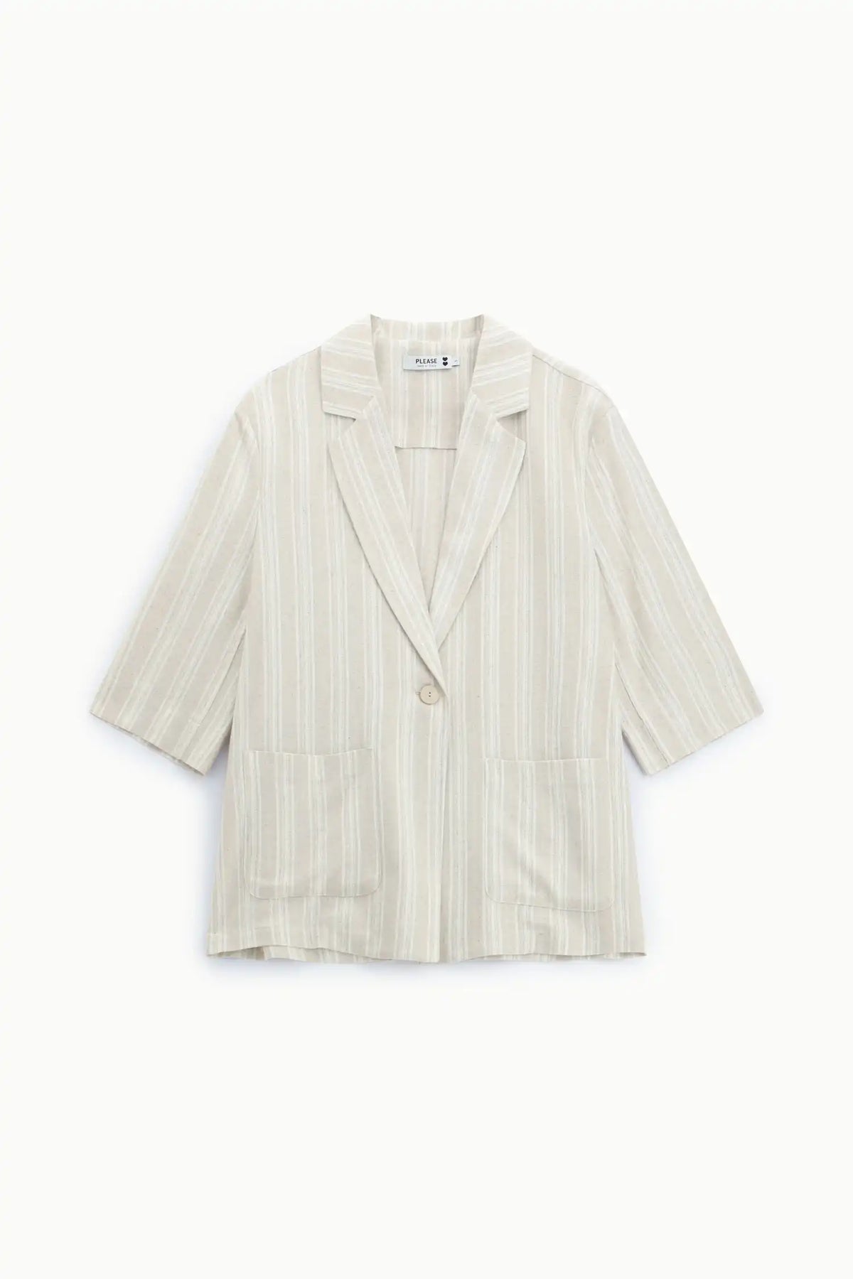 Blazer manches courtes Please à rayures Beige/Oro