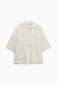 Blazer manches courtes Please à rayures Beige/Oro