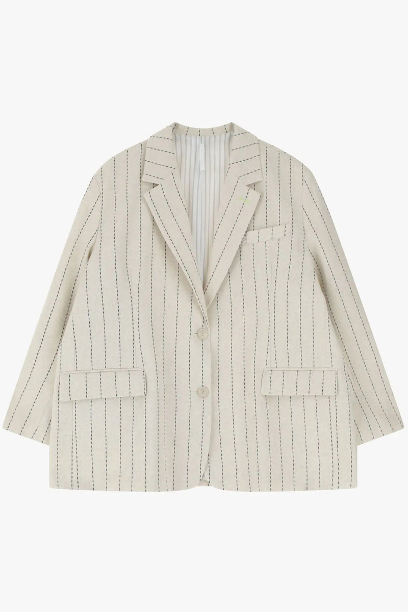 Blazer Oversize Imperial à rayures en lin Ecru